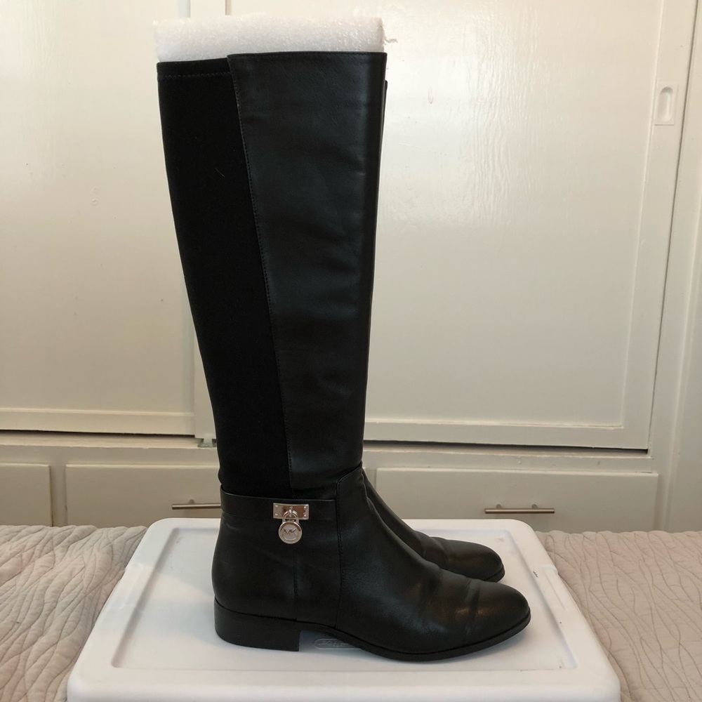 Black leather riding boot